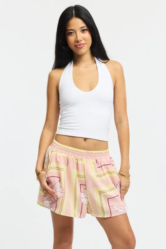 Pink Floral Shorts High Rise sold by Ally Fashion