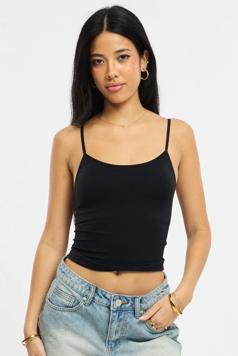 Black Singlet Top Seamless sold by Ally Fashion