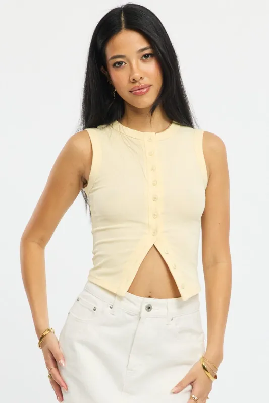 Yellow Button Front Top sold by Ally Fashion