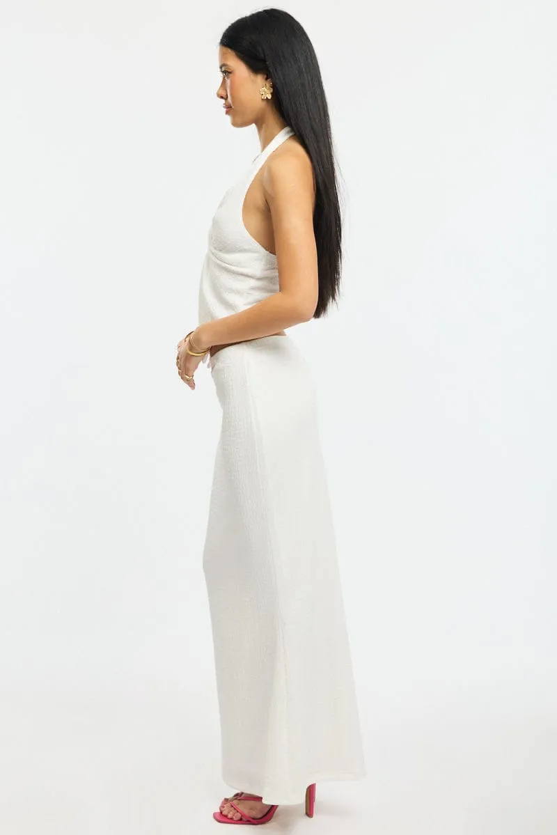 White Maxi Skirt Elasticated Waist Textured Half Lined sold by Ally Fashion product image thumbnail 3
