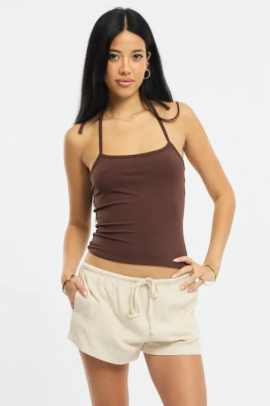 Beige Shorts Elasticated Waist sold by Ally Fashion