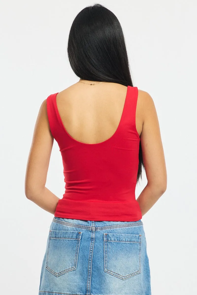 Red Supersoft Top U Neck Sleeveless sold by Ally Fashion product image thumbnail 4