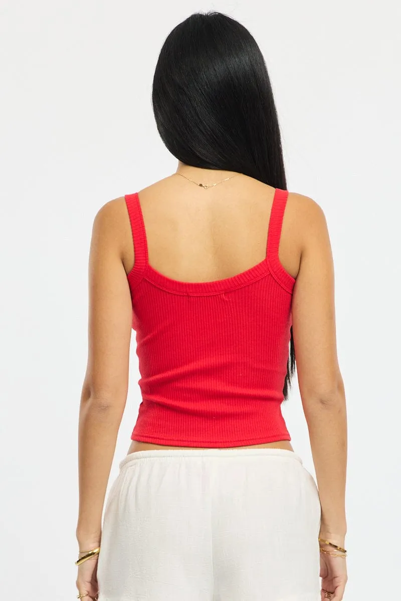 Red Singlet Scoop Neck Rib sold by Ally Fashion product image thumbnail 4