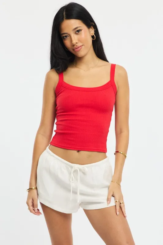 Red Singlet Scoop Neck Rib sold by Ally Fashion