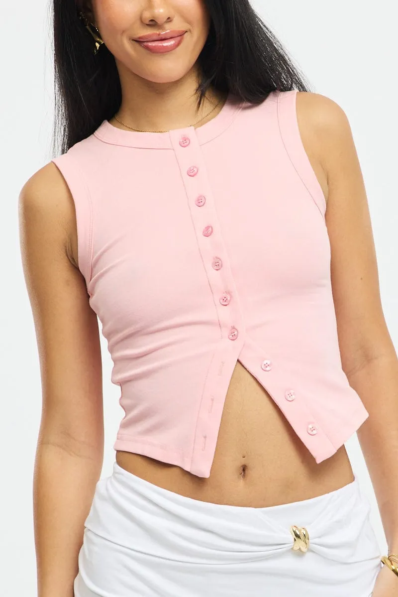 Pink Button Front Top sold by Ally Fashion product image thumbnail 5