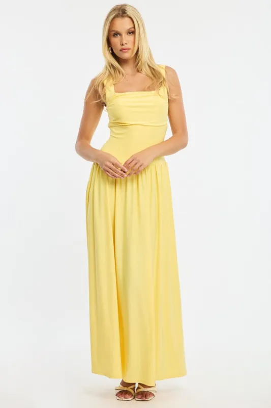 Yellow Maxi Dress Square Neck sold by Ally Fashion