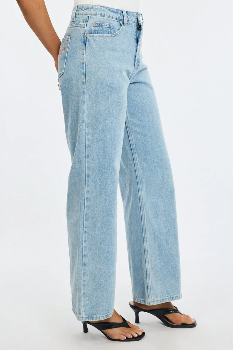 Denim Wide Leg Jeans Ribbon Pocket sold by Ally Fashion product image thumbnail 4