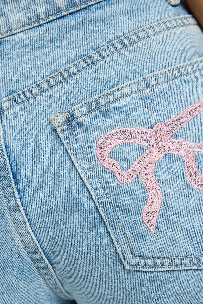 Denim Wide Leg Jeans Ribbon Pocket sold by Ally Fashion product image thumbnail 5