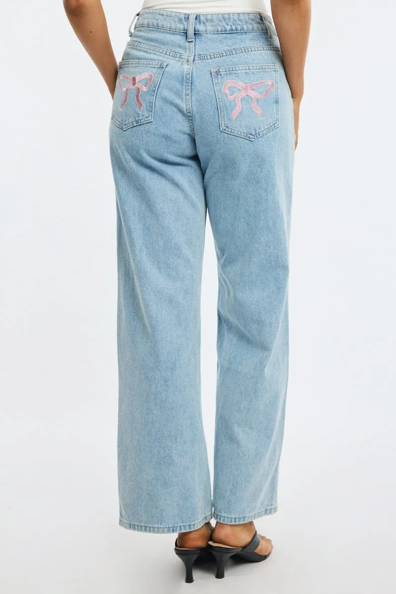 Denim Wide Leg Jeans Ribbon Pocket sold by Ally Fashion product image thumbnail 2