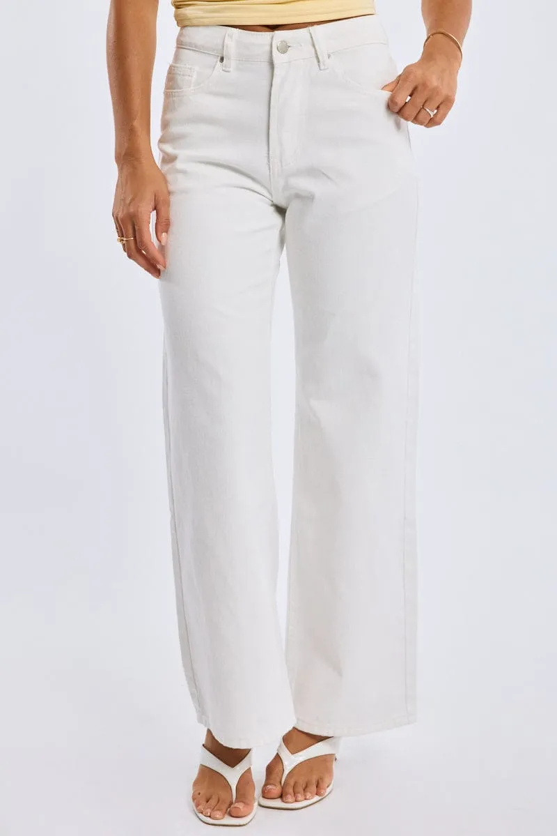 White Wide Leg Jeans Ribbon Pocket sold by Ally Fashion product image thumbnail 3