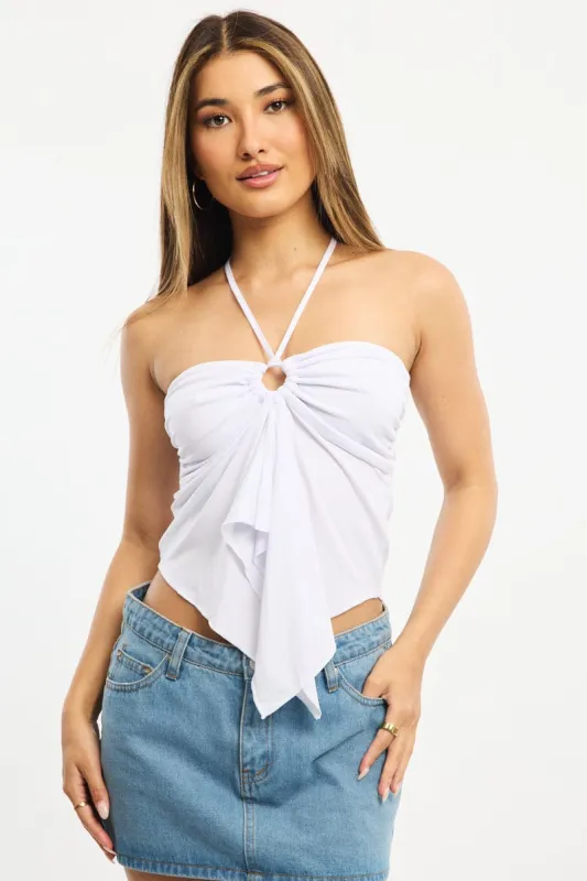 White Halter Top Sleeveless sold by Ally Fashion