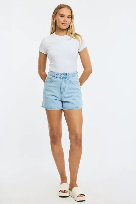 Denim Relaxed Shorts Mid Rise sold by Ally Fashion