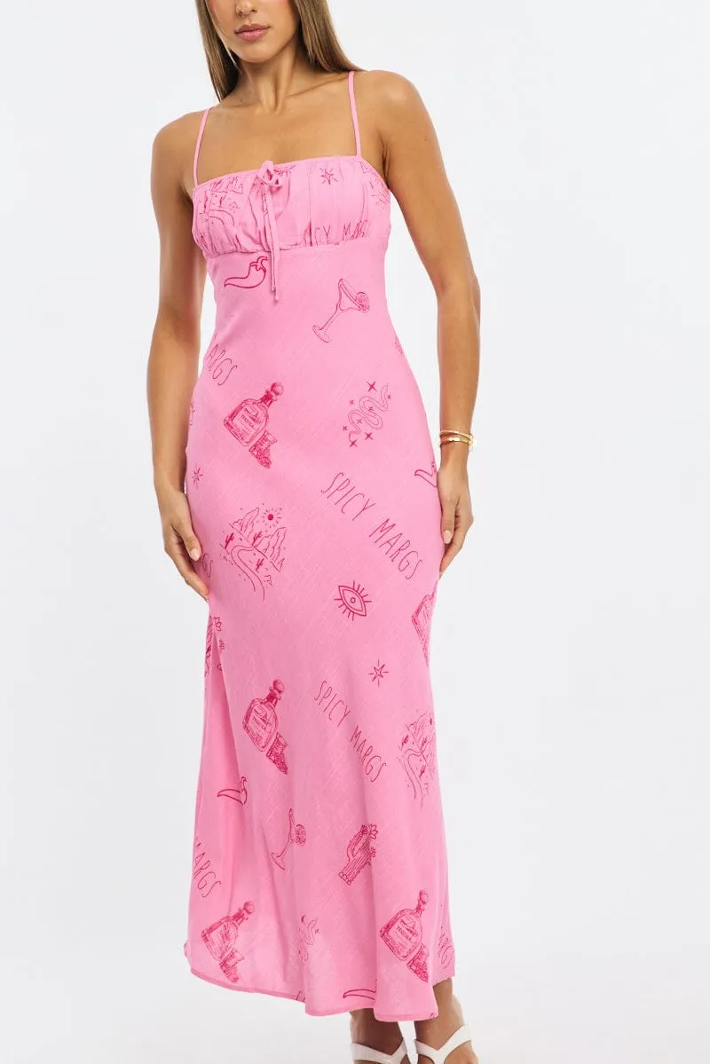 Pink Abstract Midi Dress Strappy sold by Ally Fashion product image thumbnail 5