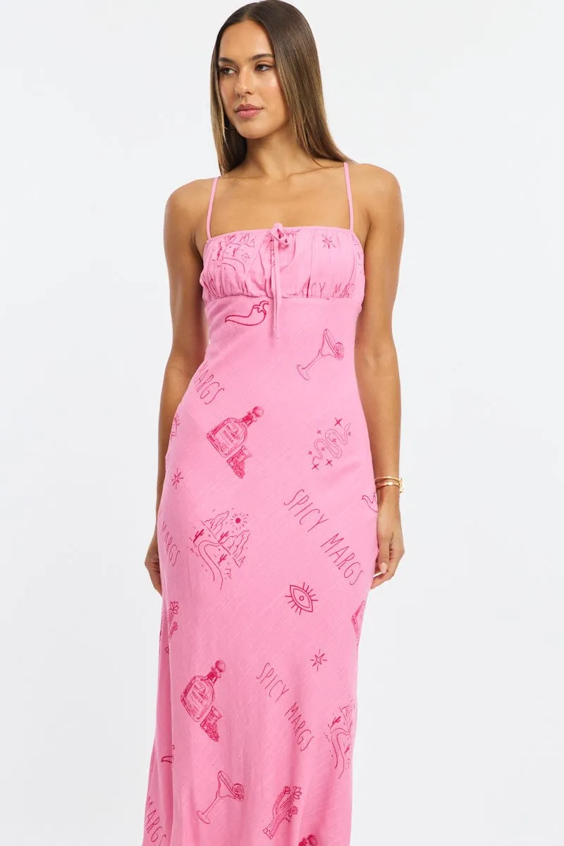 Pink Abstract Midi Dress Strappy sold by Ally Fashion product image thumbnail 2
