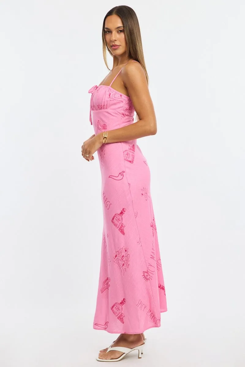Pink Abstract Midi Dress Strappy sold by Ally Fashion product image thumbnail 3