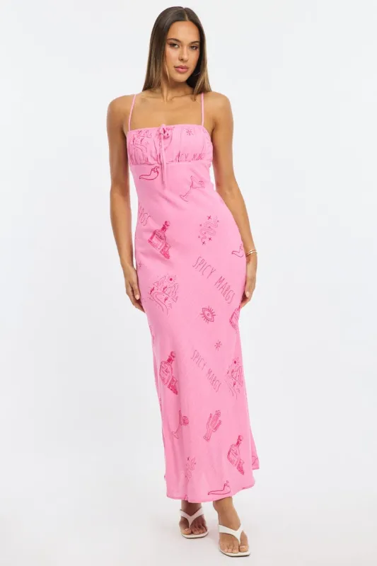 Pink Abstract Midi Dress Strappy sold by Ally Fashion