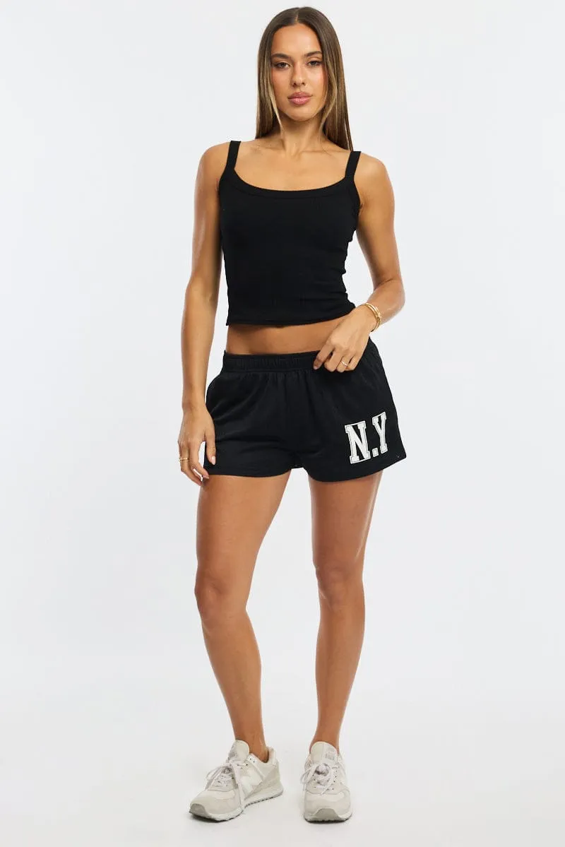 Black Singlet Scoop Neck Rib sold by Ally Fashion product image thumbnail 2