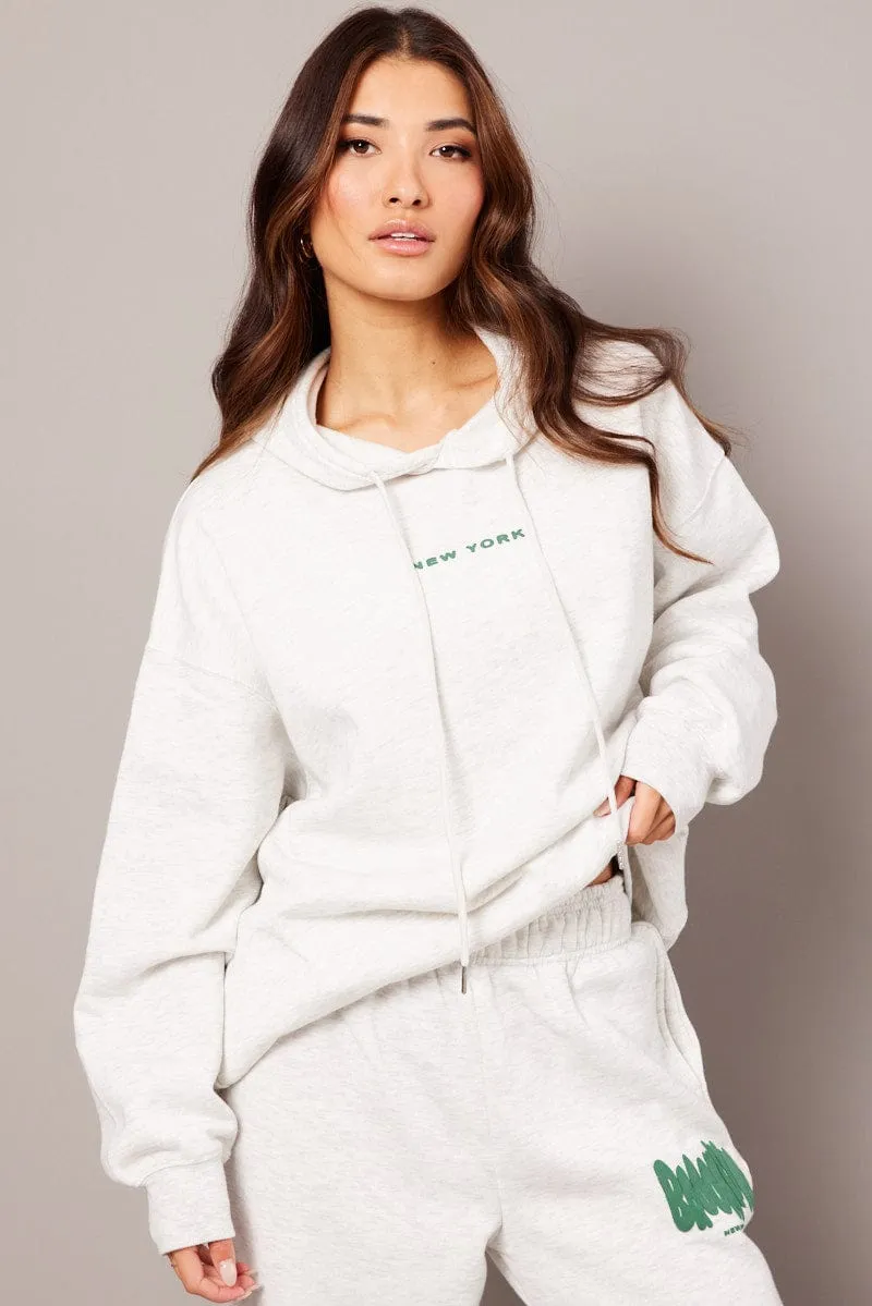 Grey Graphic Hoodie Long Sleeve sold by Ally Fashion product image thumbnail 3