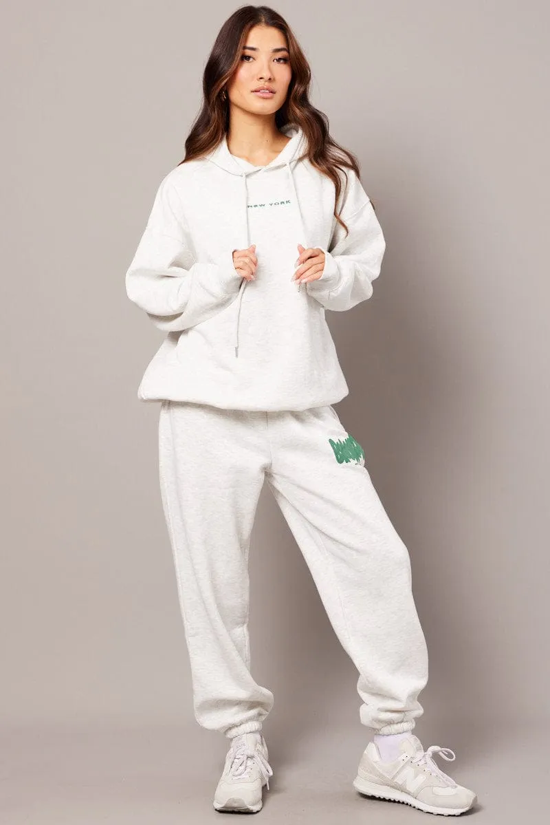 Grey Graphic Hoodie Long Sleeve sold by Ally Fashion product image thumbnail 4