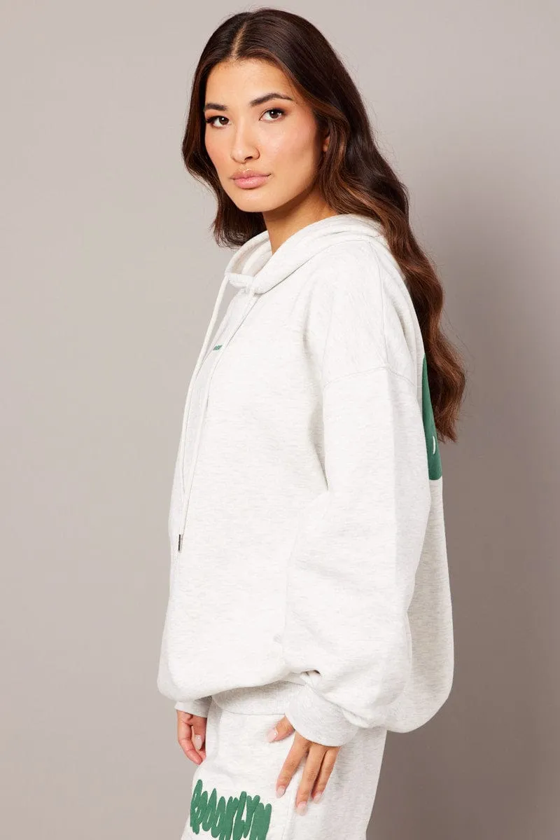 Grey Graphic Hoodie Long Sleeve sold by Ally Fashion product image thumbnail 5