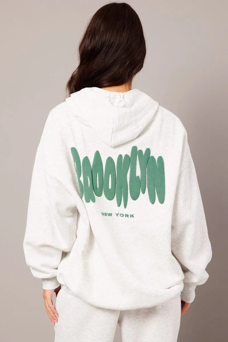 Grey Graphic Hoodie Long Sleeve sold by Ally Fashion product image thumbnail 2