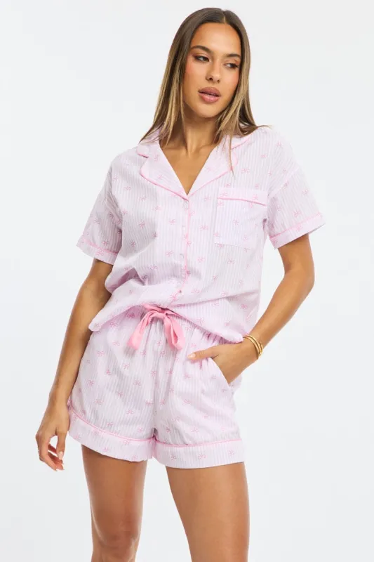 Pink Ditsy Pyjamas Set Short Sleeve sold by Ally Fashion