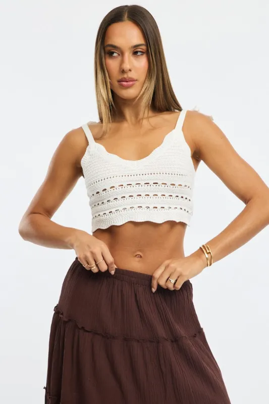 White Crop Knit Top sold by Ally Fashion