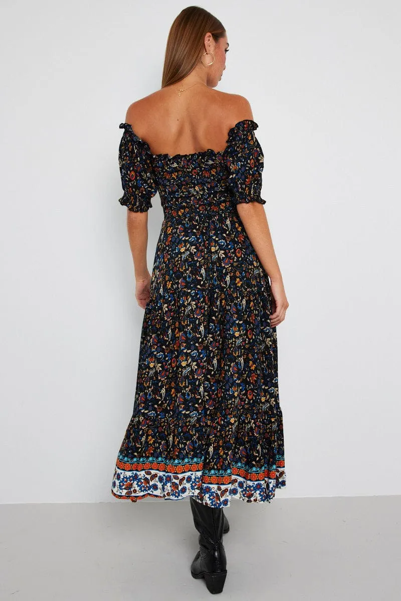 Black Boho Maxi Dress Short Sleeve Tiered sold by Ally Fashion product image thumbnail 5