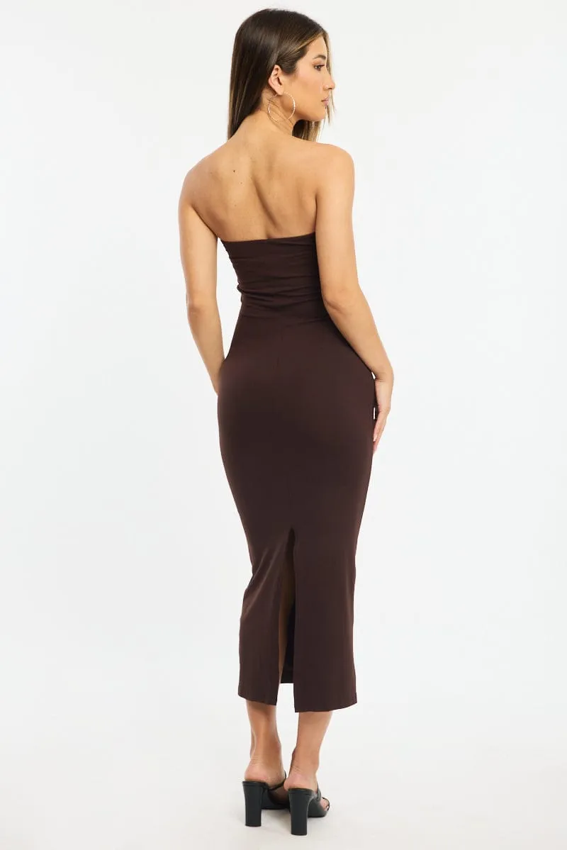 Brown Strapless Bodycon Dress sold by Ally Fashion product image thumbnail 4