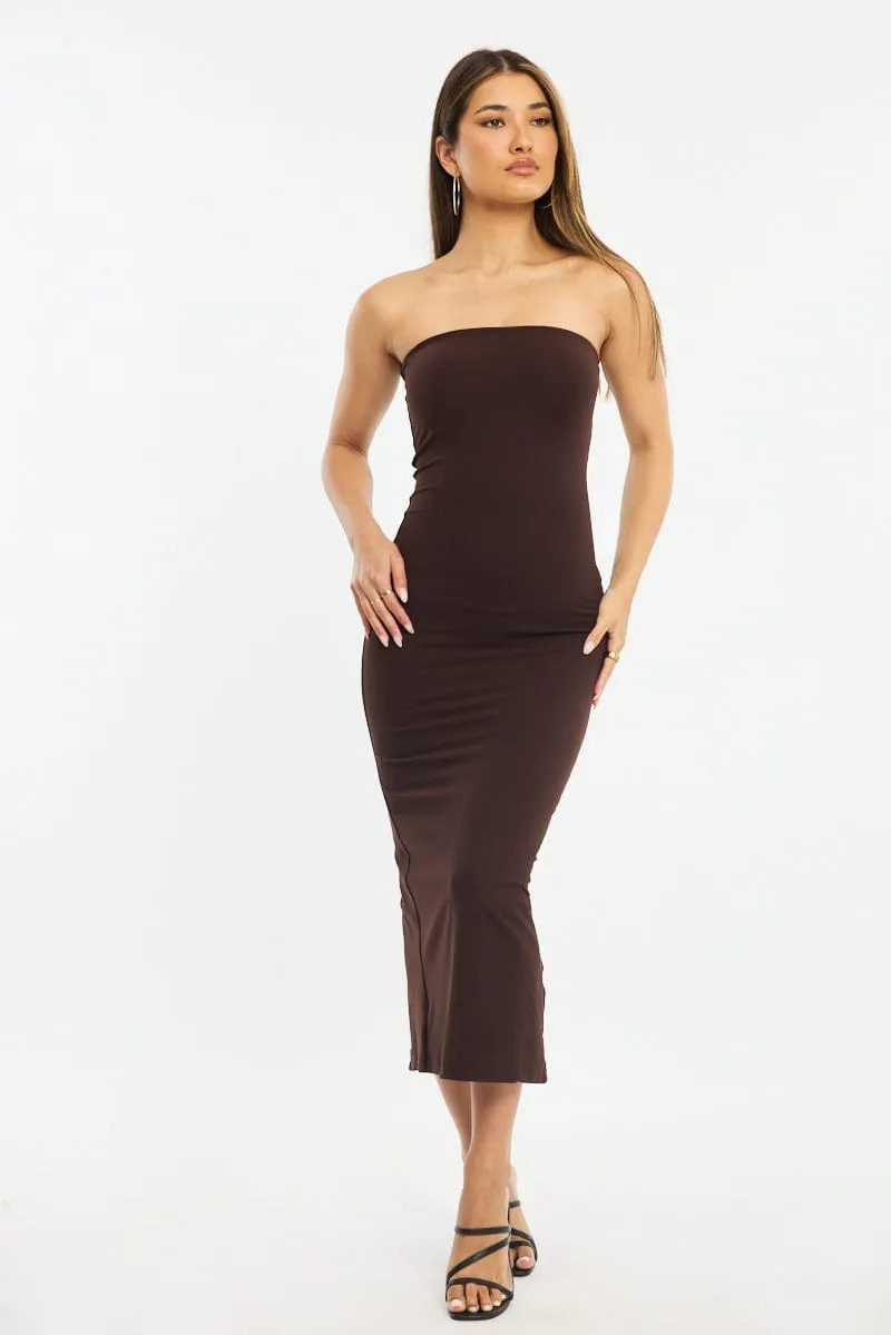Brown Strapless Bodycon Dress sold by Ally Fashion