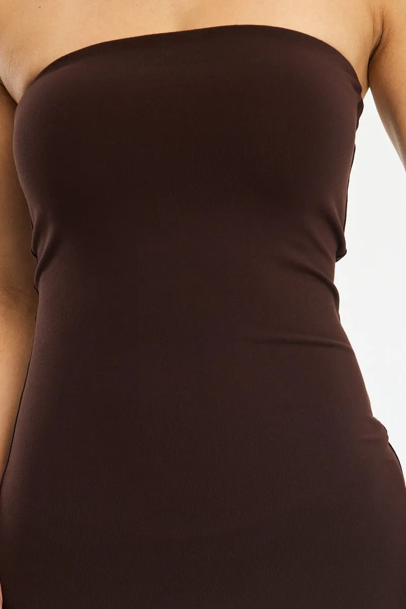 Brown Strapless Bodycon Dress sold by Ally Fashion product image thumbnail 5