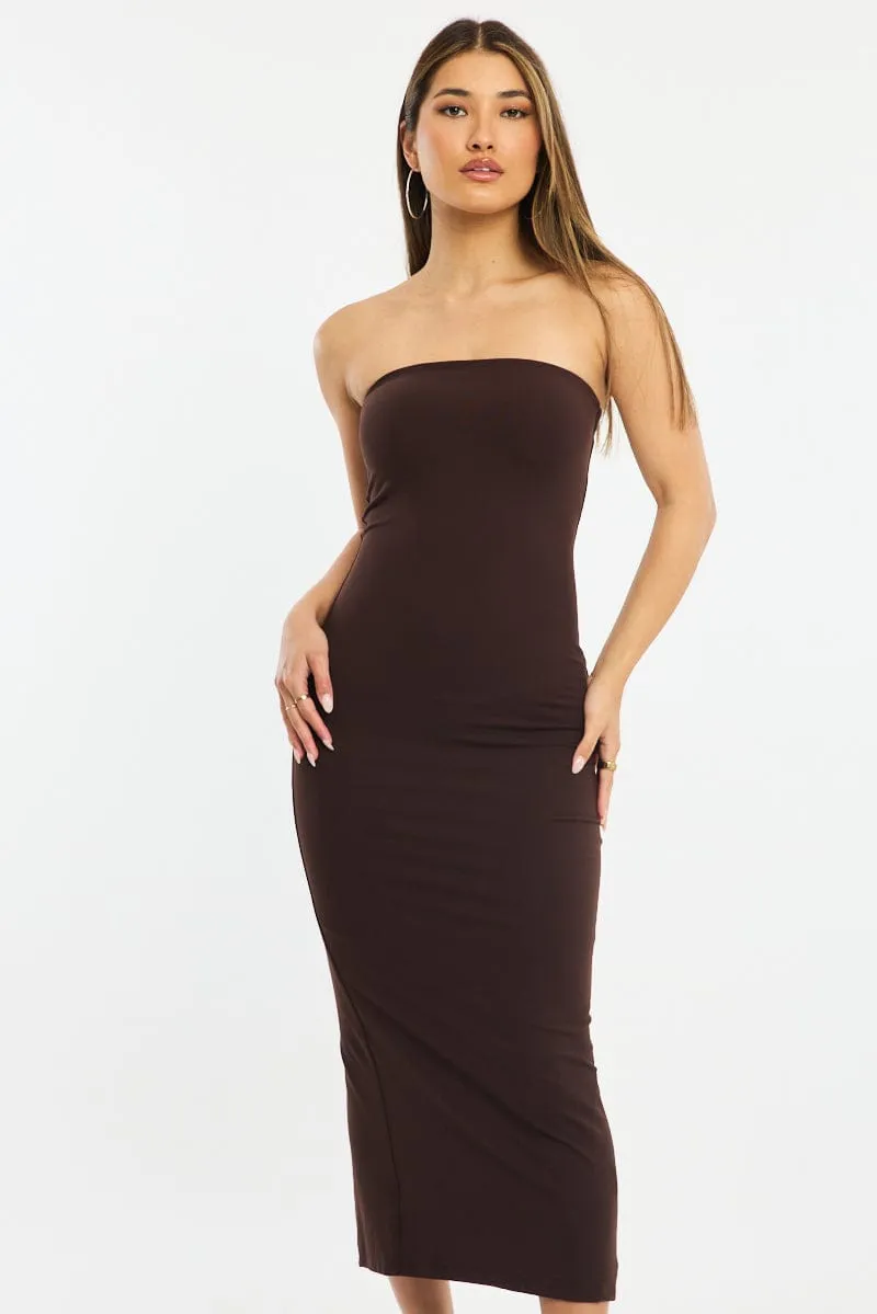 Brown Strapless Bodycon Dress sold by Ally Fashion product image thumbnail 2