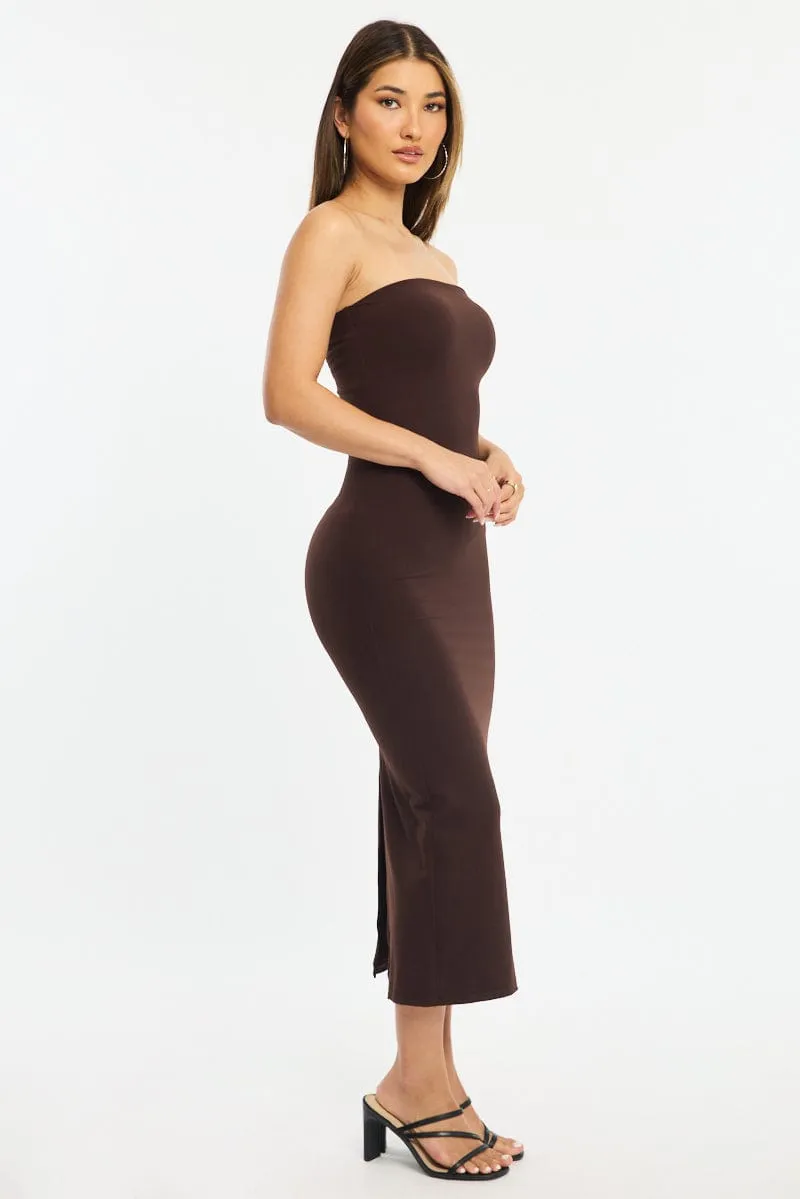 Brown Strapless Bodycon Dress sold by Ally Fashion product image thumbnail 3