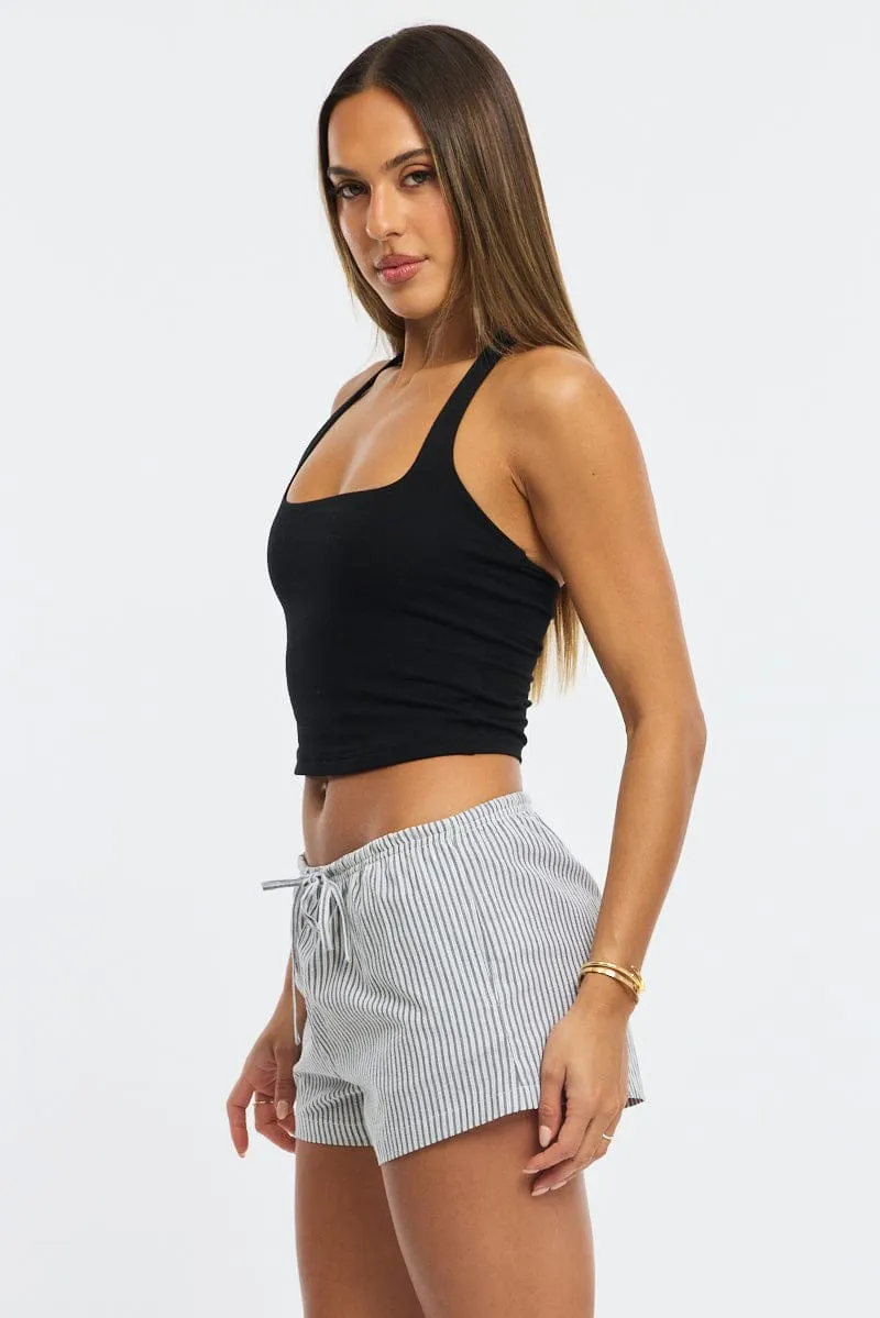 Grey Stripe Shorts Elasticated Waist sold by Ally Fashion product image thumbnail 4