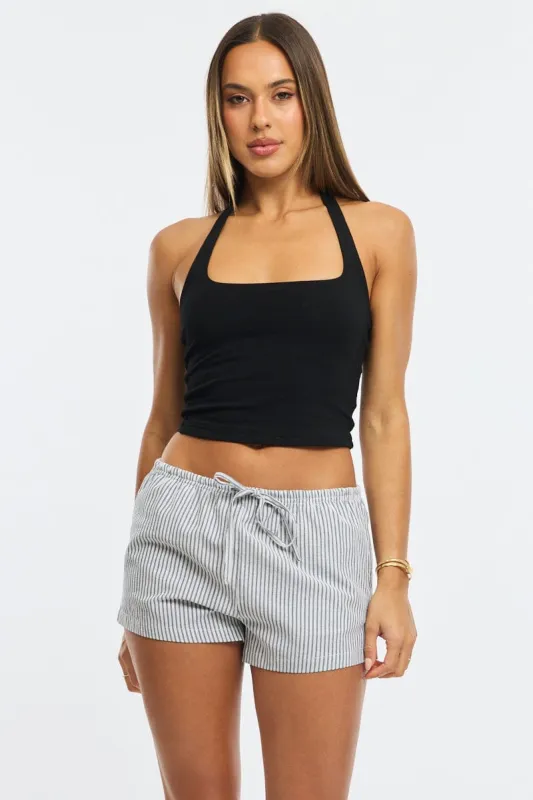 Grey Stripe Shorts Elasticated Waist sold by Ally Fashion