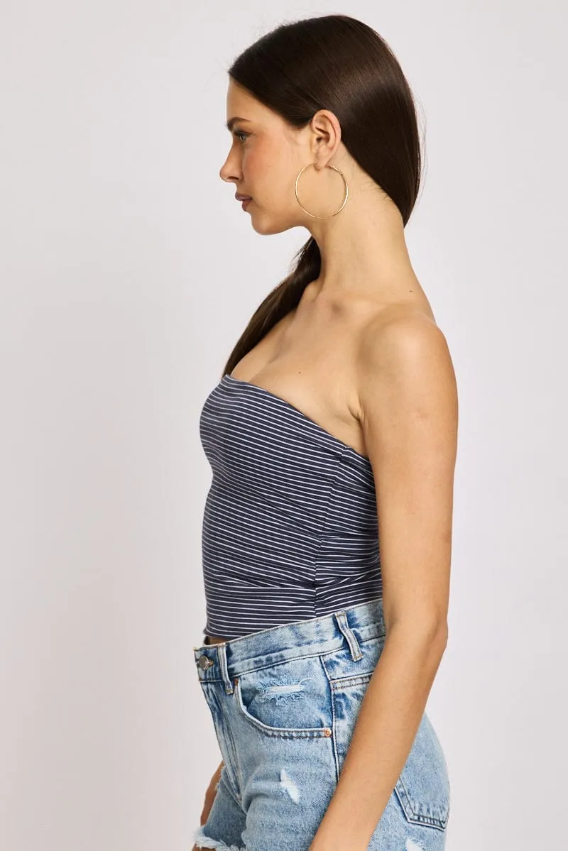 Blue Stripe Striped Bandeau Top sold by Ally Fashion product image thumbnail 3