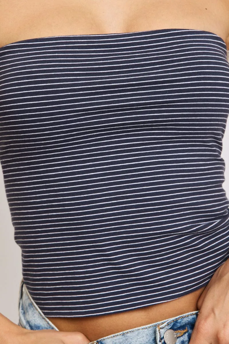 Blue Stripe Striped Bandeau Top sold by Ally Fashion product image thumbnail 5