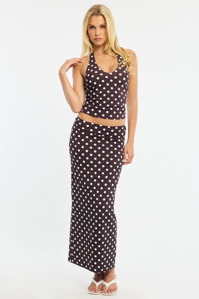 Brown Polka Dot Halter Top Polka Dot sold by Ally Fashion product image thumbnail 2