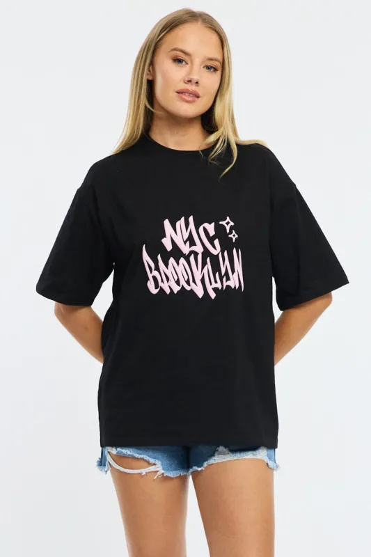 Black Graphic Tee Short Sleeve sold by Ally Fashion