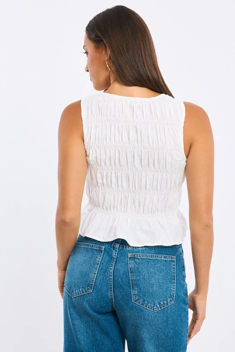 White Creased Top Tie Up sold by Ally Fashion product image thumbnail 4