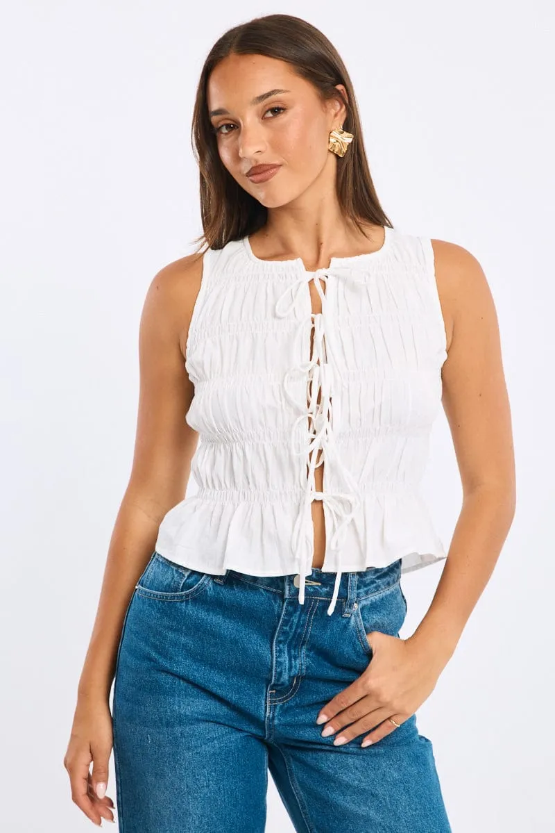 White Creased Top Tie Up sold by Ally Fashion