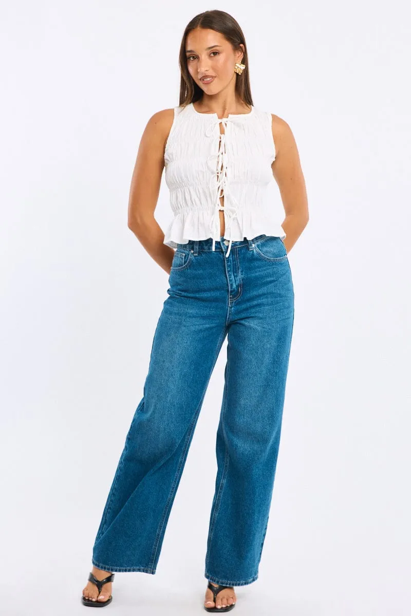 White Creased Top Tie Up sold by Ally Fashion product image thumbnail 2