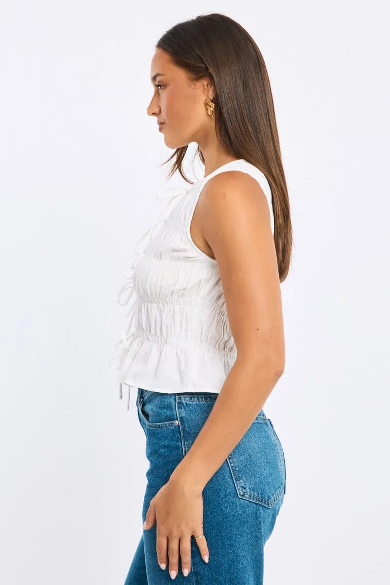 White Creased Top Tie Up sold by Ally Fashion product image thumbnail 3
