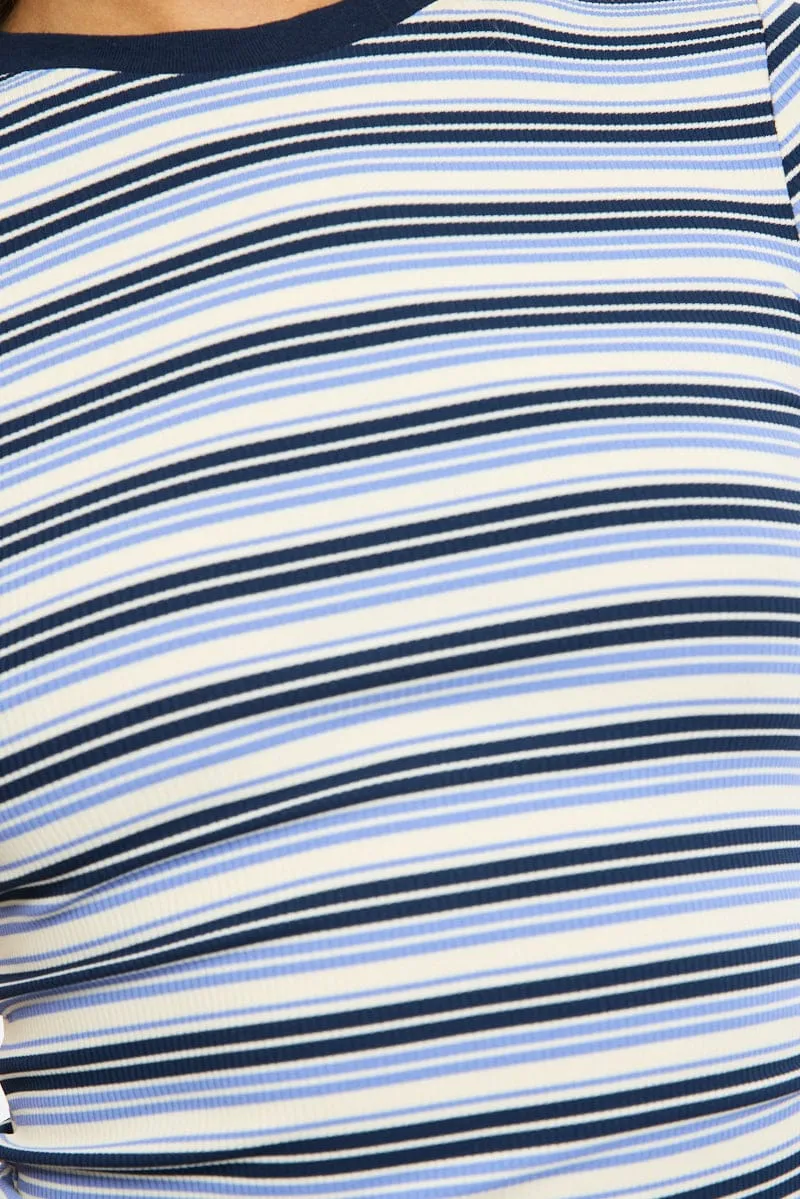 Blue Stripe Striped Top Short Sleeve sold by Ally Fashion product image thumbnail 5