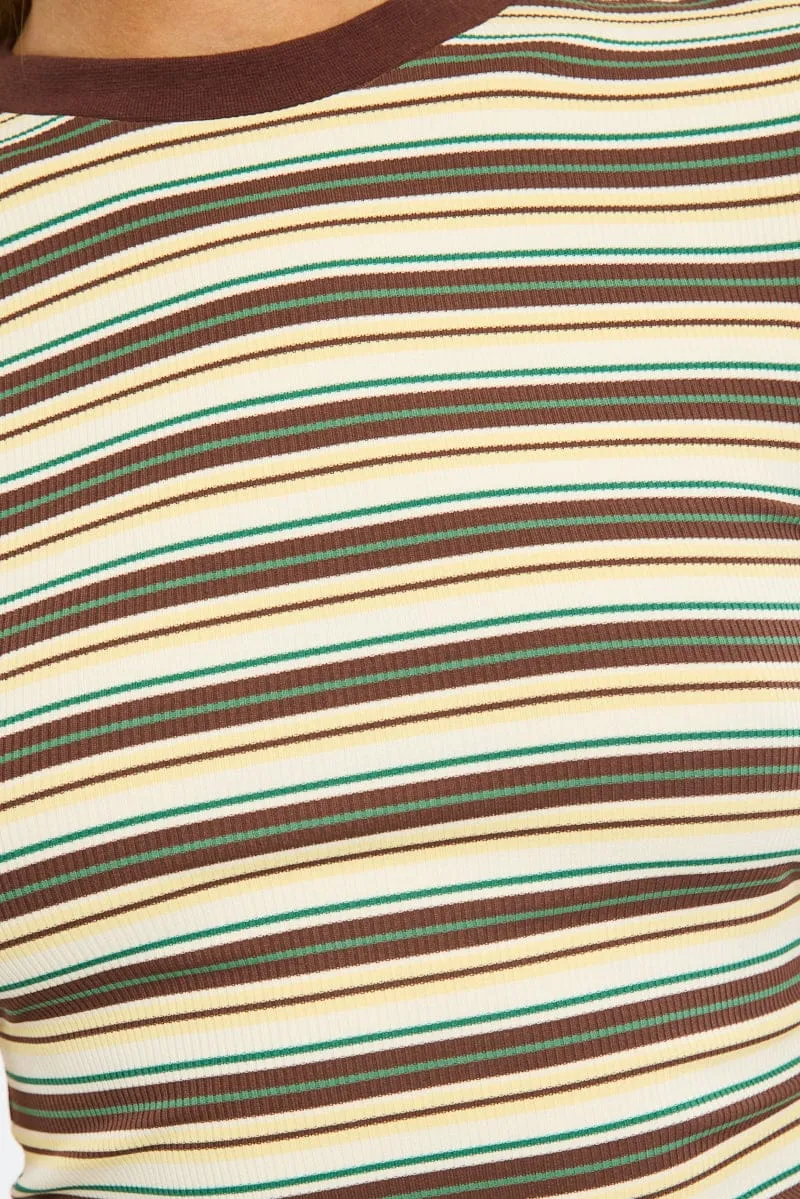 Yellow Stripe Striped Top Short Sleeve sold by Ally Fashion product image thumbnail 5