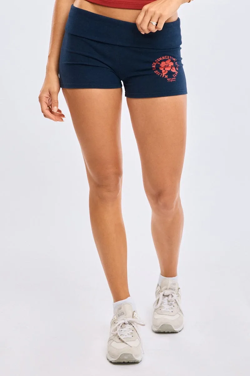 Blue Biker Shorts Folded Waist sold by Ally Fashion product image thumbnail 2