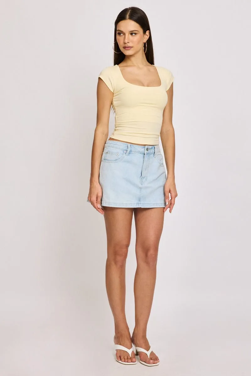 Yellow Square Neck T-shirt Cap Sleeve sold by Ally Fashion product image thumbnail 2