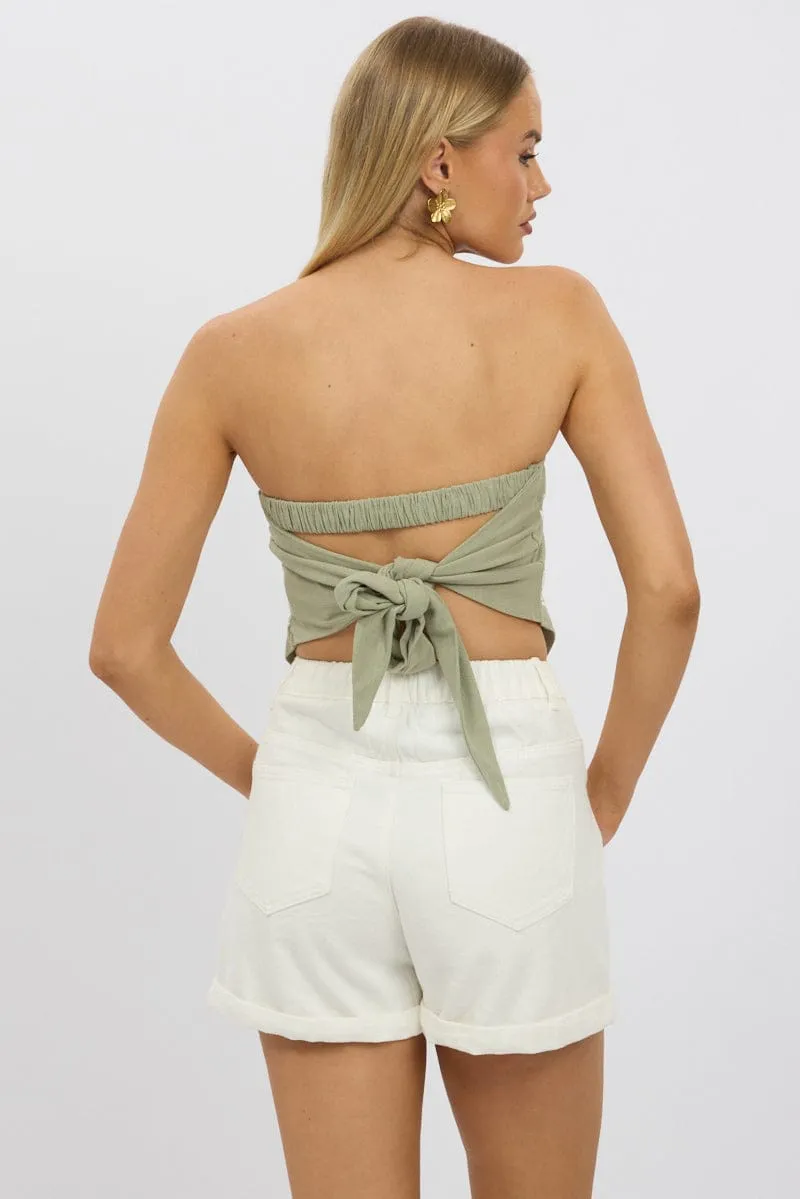 Green Scarf Top Sleeveless Bandeau Linen Blend Ric Rac sold by Ally Fashion product image thumbnail 5