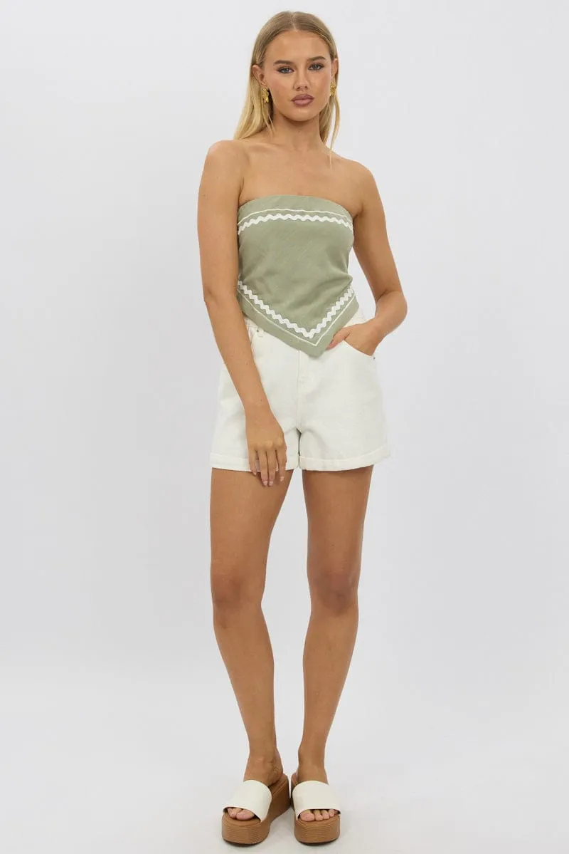 Green Scarf Top Sleeveless Bandeau Linen Blend Ric Rac sold by Ally Fashion product image thumbnail 2