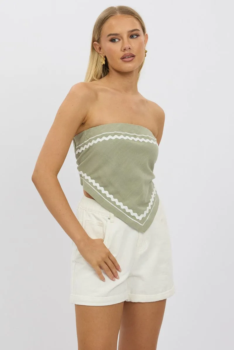 Green Scarf Top Sleeveless Bandeau Linen Blend Ric Rac sold by Ally Fashion product image thumbnail 3
